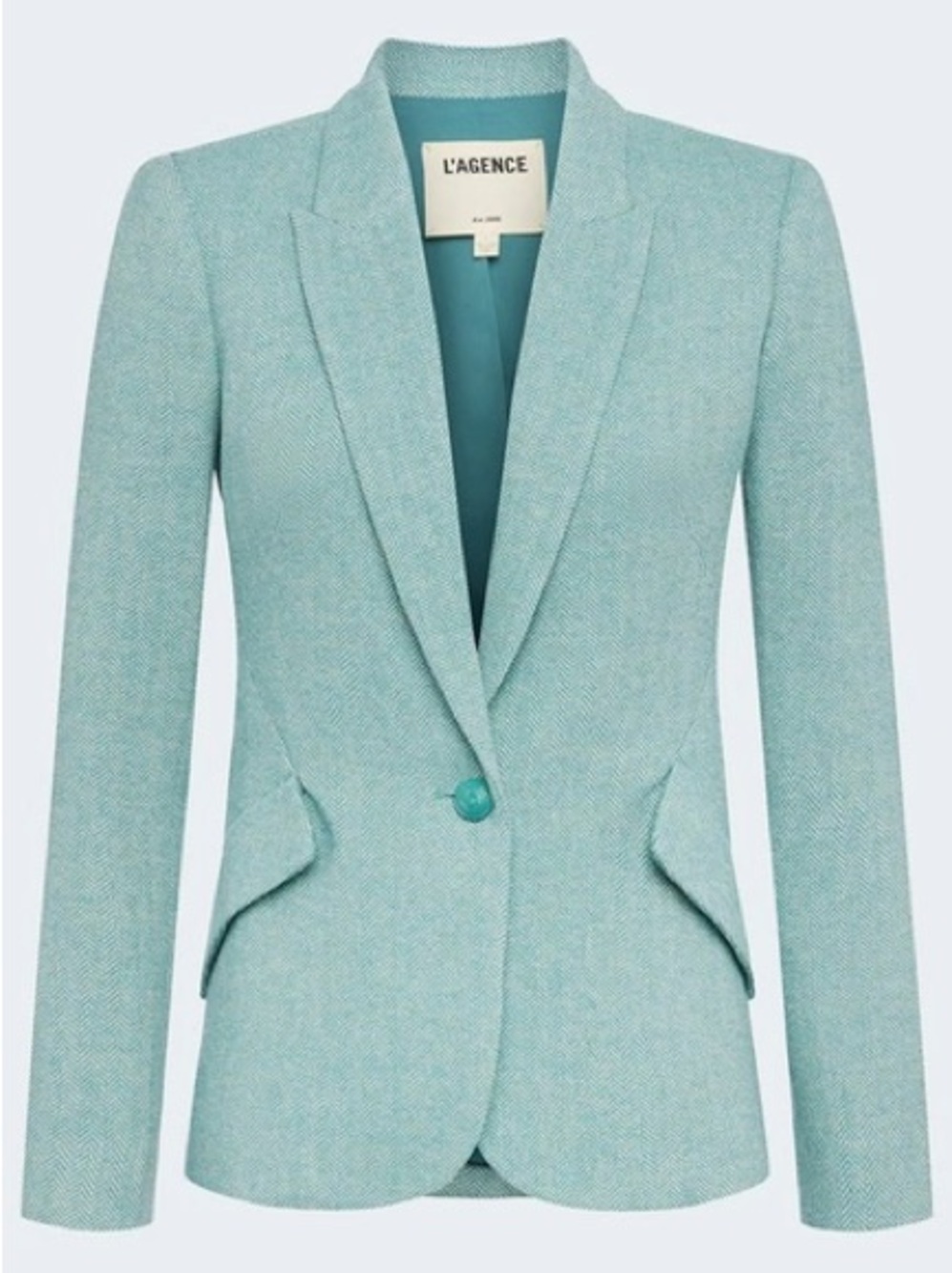 L’Agence Chamberlain Blazer In Green Herringbone NWT Size 0